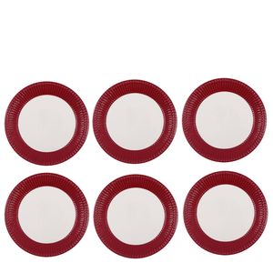 6x GreenGate Dinerbord Alice claret red (Ø 26.5 cm) - Set van 6 stuks