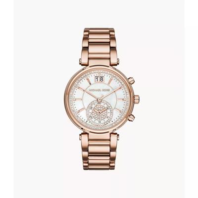 Michael Kors Dames Sawyer Rosegouden chronograaf gekristalliseerd horloge MK6282
