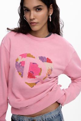 sweater met logo en kraaltjes - RED - M