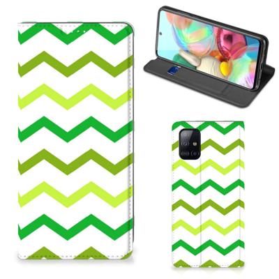 Samsung Galaxy A71 | Hoesje met Magneet | Zigzag Groen