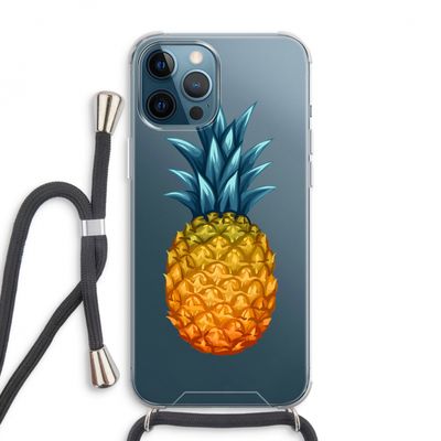 Grote ananas: iPhone 12 Pro Max Transparant Hoesje met koord