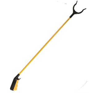 Afvalgrijper/vuilnisgrijper - geel - lange steel - 83 cm - zonder te bukken - oppaktang