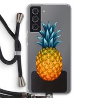 Grote ananas: Samsung Galaxy S21 FE Transparant Hoesje met koord Grote ananas: Samsung Galaxy S21 FE Transparant Hoesje met koord