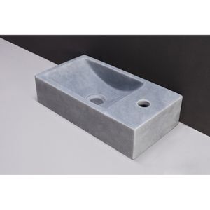 Forzalaqua Venetia Fontein Rechthoek Cloudy Marmer Gezoet 40x22x10 cm 1 kraangat Rechts