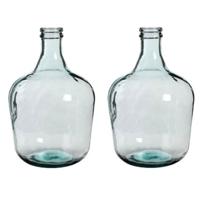 Mica Decorations Vaas Diego - 2x - flessenhals - gerecycled glas - 27 x 42 cm