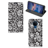 Nokia 5.4 Smart Cover Black Flowers - thumbnail