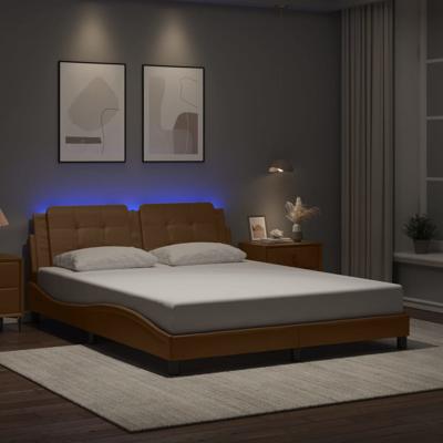Bedframe met LED-verlichting kunstleer cappuccino 160x200 cm