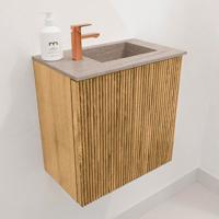 Toiletmeubel Mondiaz Joya Dlux | 40 cm | Meubelkleur Oak | Faye wastafel Saba Wasbak Rechts | 1 kraangat