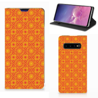 Samsung Galaxy S10 Hoesje met Magneet Batik Oranje
