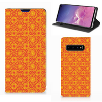 Samsung Galaxy S10 Hoesje met Magneet Batik Oranje - thumbnail