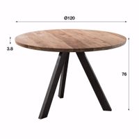 Yels Cherry Eettafel 120 cm Naturel Acaciahout Yels Cherry Eettafel 120 cm Naturel Acaciahout
