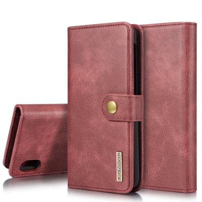 Dg. MING Crazy Horse textuur Flip afneembare magnetische lederen draagtas met houder & kaartsleuven & portemonnee voor Galaxy A10 (rood)