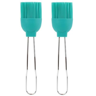 Lily Cook Bakkwasten - 2x - siliconen/metaal - flexibel - invetten - invetkwast - 22 cm - blauw