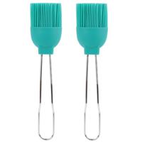 Lily Cook Bakkwasten - 2x - siliconen/metaal - flexibel - invetten - invetkwast - 22 cm - blauw
