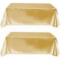 Set van 2x tafelkleed/tafellaken polyester folie metallic goud 140 x 275 cm - Tafellakens - thumbnail