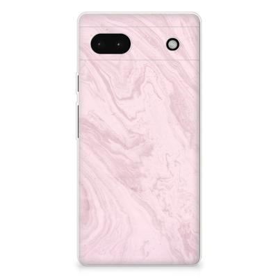Google Pixel 6A | TPU | Siliconen hoesje | Marble Pink - Origineel Cadeau Vriendin