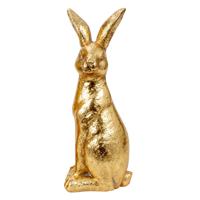 Decoratie beeld paashaas - zittend - goud - 39 cm - haas / konijn - paasdecoratie