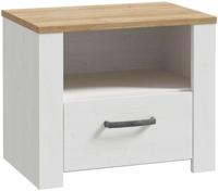 Nachtkastje met 1 lade en 1 plank - BOHOL - Eiken / Wit - B61,6 x D42 x H52 cm