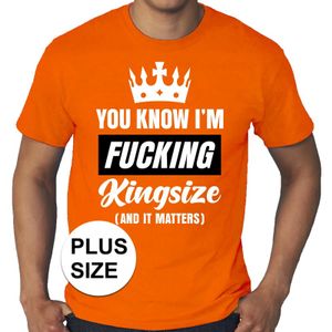 Grote maten Fucking Kingsize oranje shirt heren