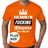 Grote maten Fucking Kingsize oranje shirt heren - thumbnail