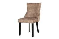 Stoel CASTLE DELUXE met leeuwenkopgreep, fluwelen beige poten, zwart in chesterfieldstijl - 45734