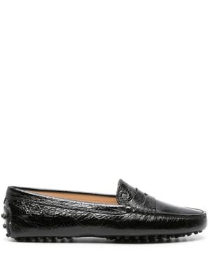 Tod's mocassins en cuir à effet froissé - Noir