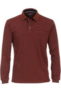 Casa Moda Casual Casual Fit Poloshirt lange mouw rood, Motief