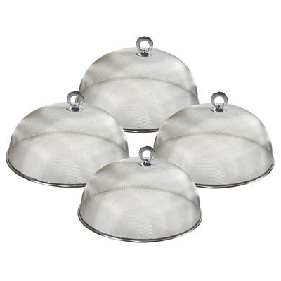 Voedselkap - 4x - rond - 30 cm - grijs - metaal - vliegenkap