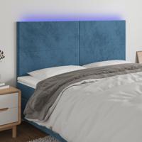 Hoofdbord LED 160x5x118/128 cm fluweel donkerblauw