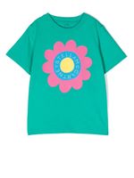 Stella McCartney Kids t-shirt fleuri en coton à logo imprimé - Vert