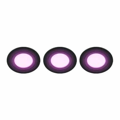 Set 3x - Mondo ondiepe inbouwspot - White & Color - rond ZWART 8Watt IP65 - Zigbee 3