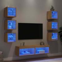 8-delige Tv-wandmeubelset met LED bewerkt hout sonoma eiken