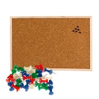 Prikbord van kurk - 58 x 39 cm - inclusief 40x gekleurde punt punaises - memobord - thuis - kantoor Prikbord van kurk - 58 x 39 cm - inclusief 40x gekleurde punt punaises - memobord - thuis - kantoor