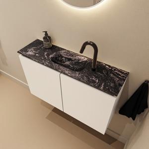 Toiletmeubel Mondiaz Ture Dlux | 80 cm | Meubelkleur Talc | Eden wastafel Lava Midden | 1 kraangat