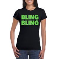 Verkleed T-shirt voor dames - bling - zwart - groen glitter - glitter and glamour- carnaval/themafee