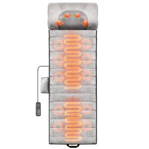 VEVOR massagekussen voor het hele lichaam met shiatsu-nekmassageapparaat, 10 vibratiemotoren en 2 verwarmde shiatsu-kussens, vibrerende massagekussenmat met 5 modi en 3 intensiteiten, 3 verwarmingspads voor