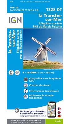 Wandelkaart 1328OT La Tranche-s-Mer / l'Aiguillon-s-Mer PNR Marais Poitevin | IGN - Institut Géographique National