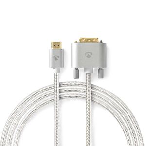 HDMI© Kabel | HDMI© Connector | DVI-D 24+1-Pins Male | 2560x1600 | Verguld | 2.00 m | Gebreid |