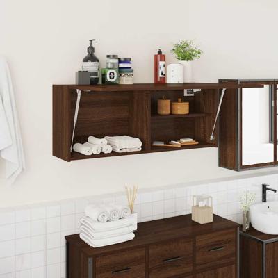 Badkamerwandkast 100x25x40 cm bewerkt hout bruin eikenkleur