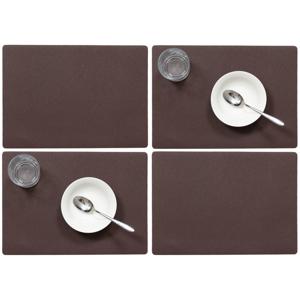 Wicotex luxe Placemats Plain - Set van 4x stuks - bruin - 43 x 30 cm - Met anti slip laag - Teflon c