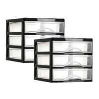 Ladeblokje/bureau organizer 2x lades - zwart/transparant - L18 x B21 x H17 cm - plastic - thumbnail