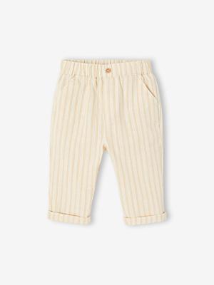 Essentiële broek voor babyjongens beige, gestreept