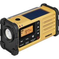 Sangean MMR-88 Outdoorradio VHF (FM), Middengolf Noodradio Acculaadfunctie, Zaklamp, Oplaadbaar, Zonnepaneel, Handslinger Zwart, Geel