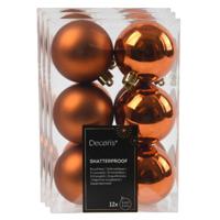 Decoris kerstballen - 36x stuks - 6 cm - koper/cognac bruin - kunststof