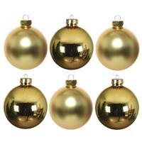 Decoris Kerstballen - 6x stuks - goud - D8 cm - glas - glans en mat - kerstversiering