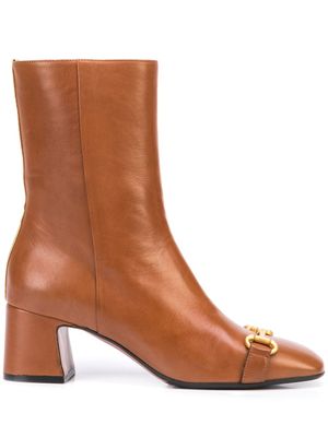 Madison.Maison bottines en cuir à mors - Marron