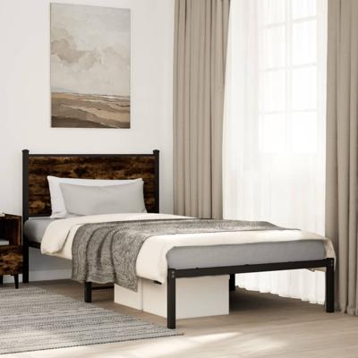 Bedframe zonder matras metaal gerookt eikenkleurig 100x200 cm