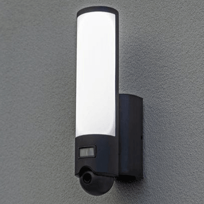 Buitenlamp met camera en sensor &apos;Elara&apos; zwart design voordeur led lamp 33 cm