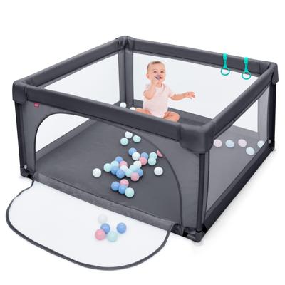 Babybox Grondbox met 50 Speelballen Kinderbox met Ademend Gaas 126 x 126 x 68 cm Donkergrijs