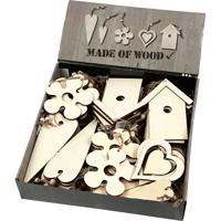 Creativ Company Houten decoraties, afm 6,5-21,5 cm, dikte 5 mm, 100 stuk/ 1 doos Creativ Company Houten decoraties, afm 6,5-21,5 cm, dikte 5 mm, 100 stuk/ 1 doos
